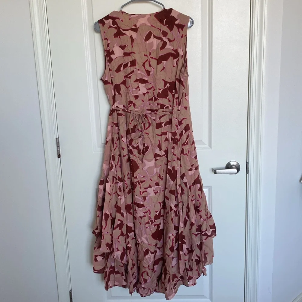 ROLLER RABBIT Camo Floral-Print Wrap Dress Size L Viscose NWOT - Picture 9 of 9
